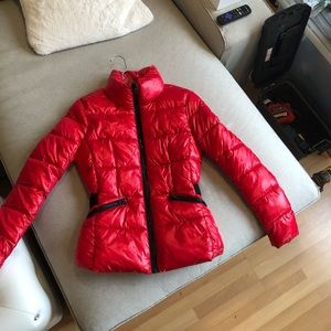 Gorgeous Red Rino & Pelle Puffer Coat Euro Size 34 , XS. Perfect Condition!